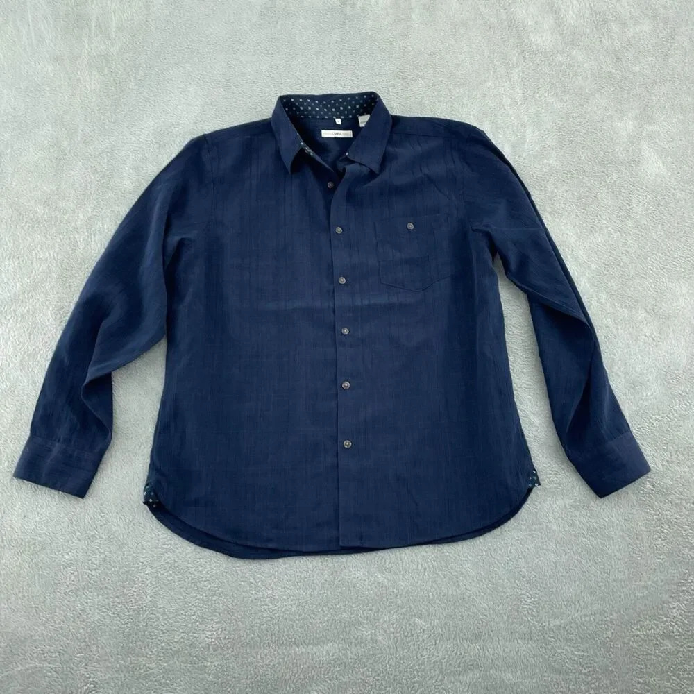 Moda Campia Moda Mens Long Sleeve Navy Polyester Shirt L 0391